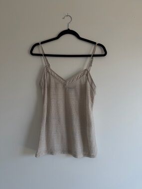 American Eagle Beige Shimmer Cami Tank | Adjustable Straps | Size M
